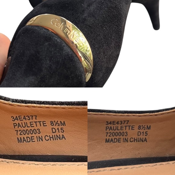 Calvin Klein Women's 8.5 Black Suede Gold Accent Paulette Platform Heels‎ Pumps - Picture 15 of 16